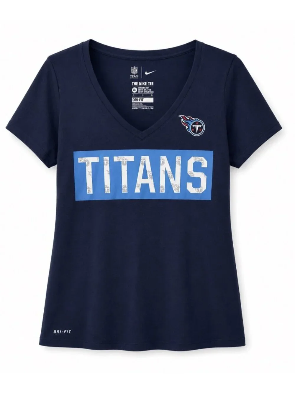 Nike Dri-FIT Tennessee Titans V-Neck T-Shirt Women’s XL Navy NFL